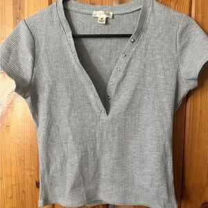 Justice Gray Ribbed Short Sleeve crop top